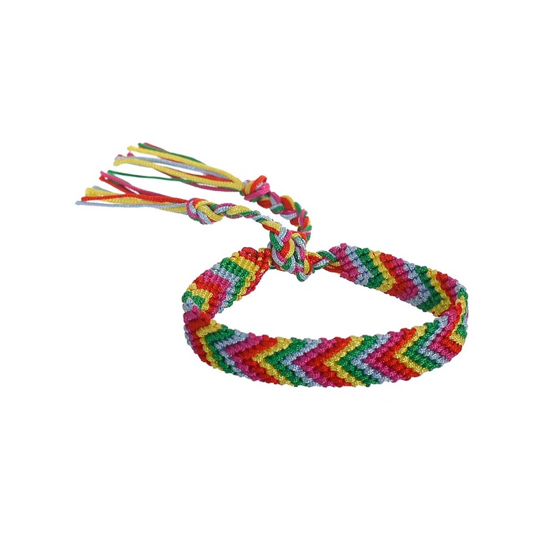 Braided Rainbow 1970s Hippie Costume Bracelet