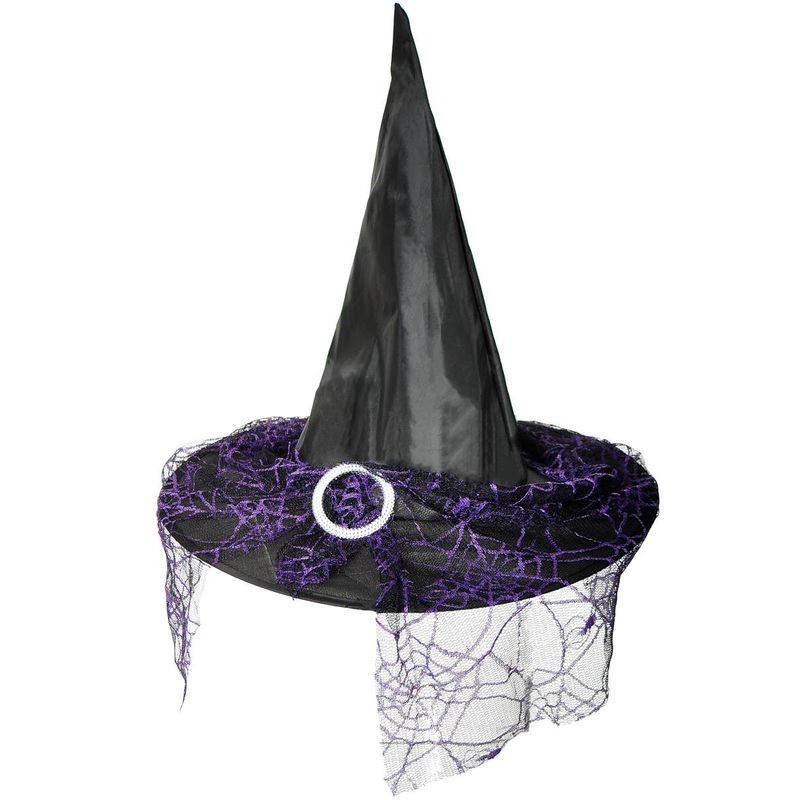 Cute Black and Purple Spiderweb Witch Halloween Costume Hat