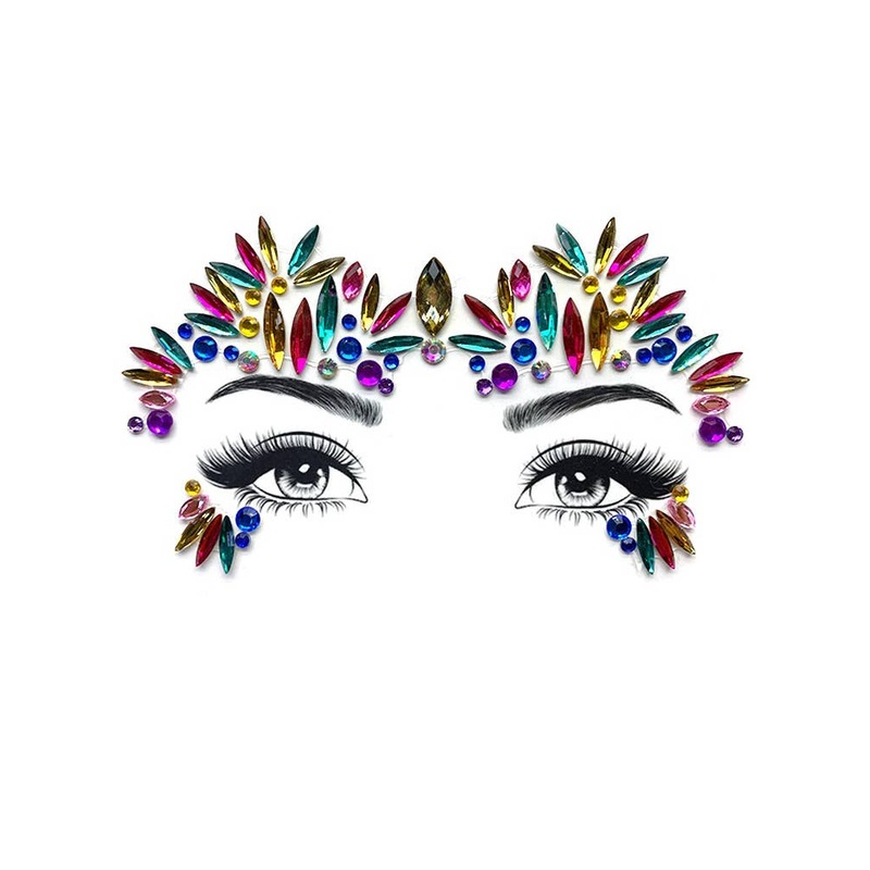 Fireworks Rainbow Stick On Face Jewels Costume Accessory