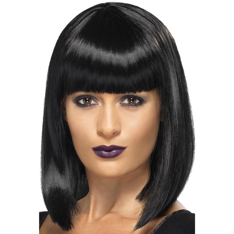 R’n’B Star Womens Short Black Bob Wig with Fringe
