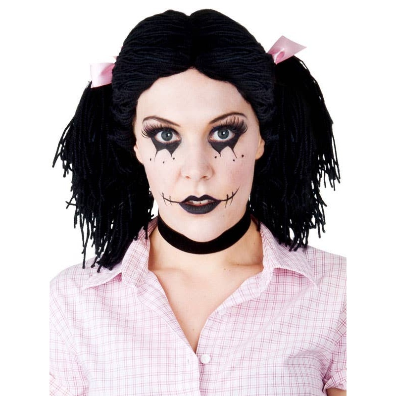 Raggedy Ann Womens Black Rag Doll Wig