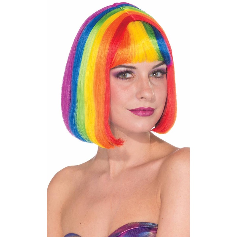 Rainbow Chic Womens Bob with Fringe Costume Wig