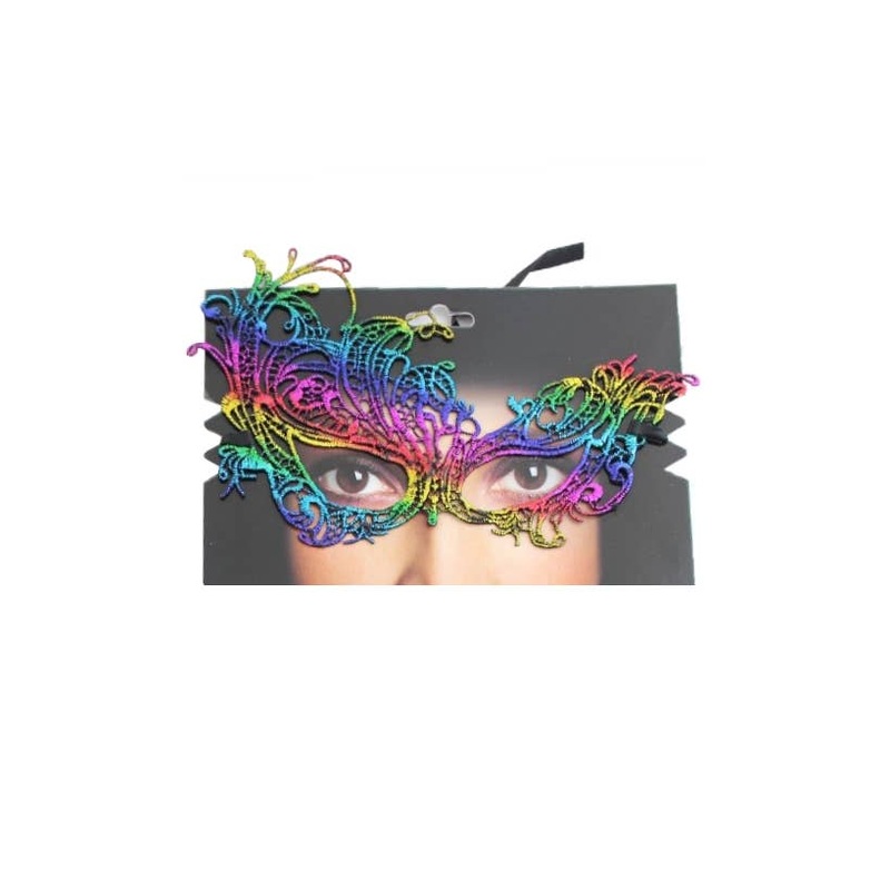 Rainbow Lace Asymmetrical Over Eye Masquerade Mask