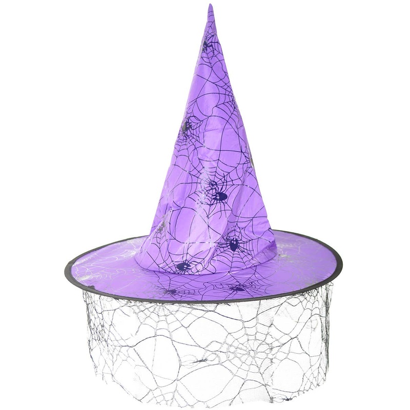 Spider Web Witch Purple and Black Halloween Hat