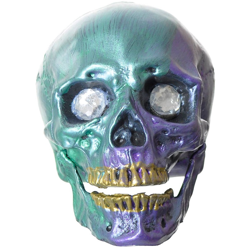 Teal and Purple Jewel Eyed 13cm Skull Decoration