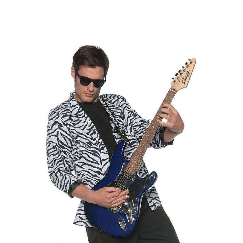 Zebra Print Mens Black and White 80s Costume Jacket One Size