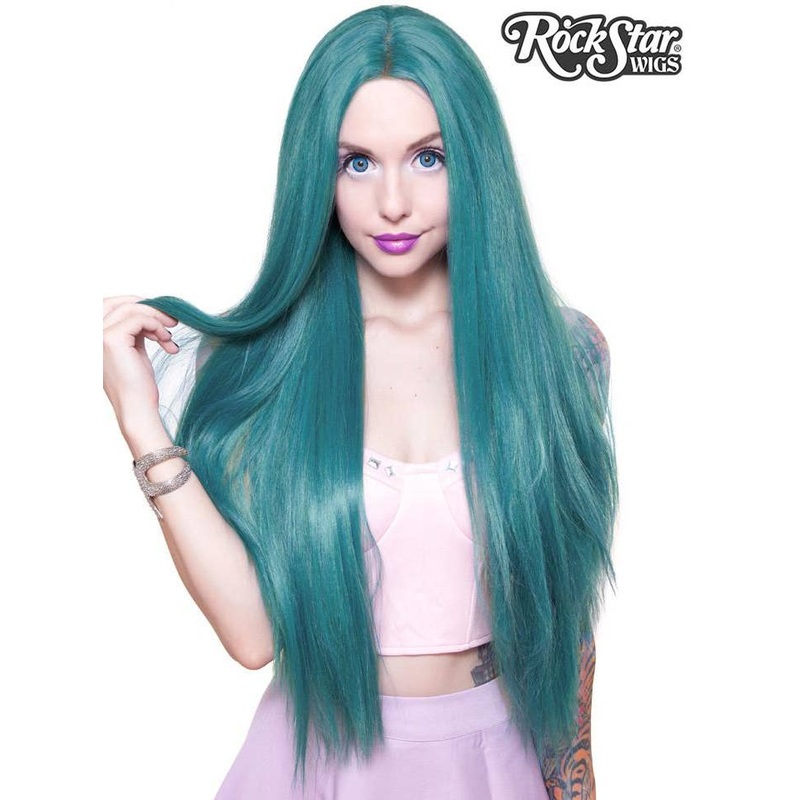 Premium Lace Front Yaki Straight 32″ Womens Turquoise Mix Wig