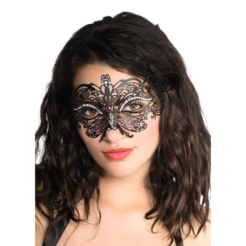 Princess Matte Black Metal Masquerade Mask