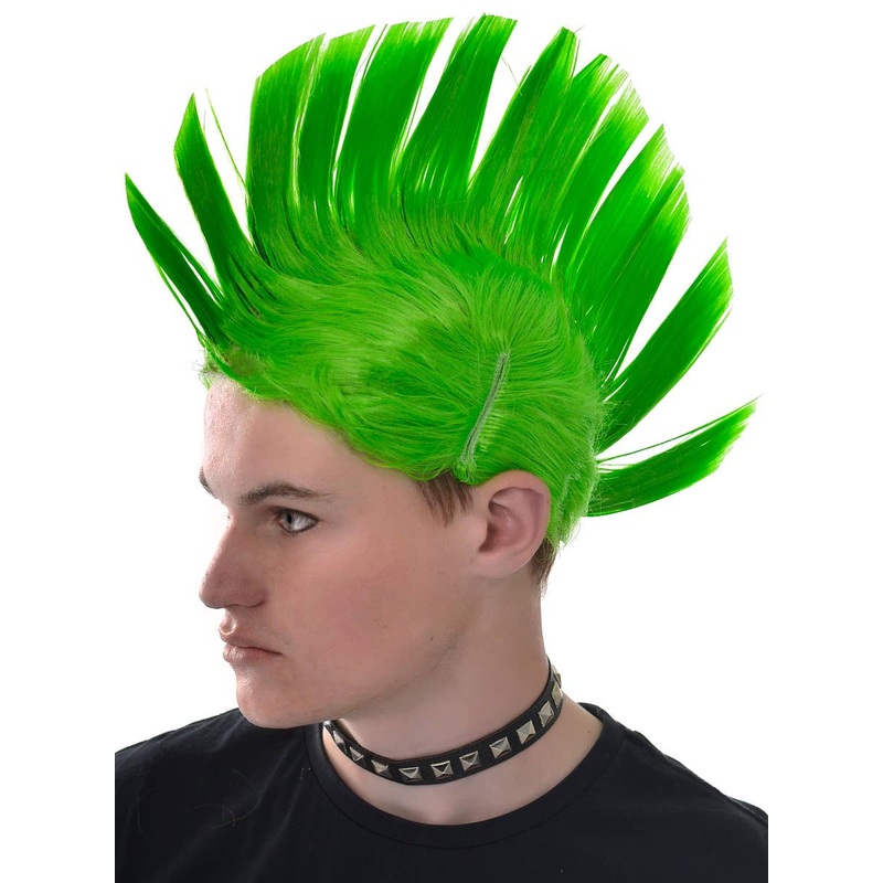 Punk Adults Neon Green Mohawk Costume Wig