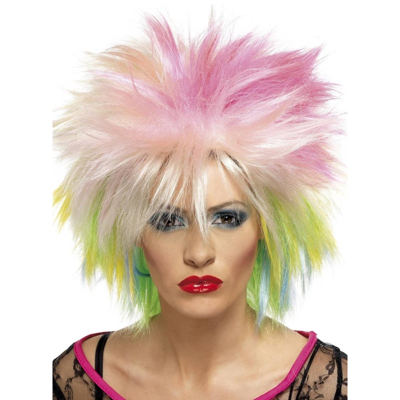 Punk Attitude 1980s Multi Colour Short Spiky Costume Wig
