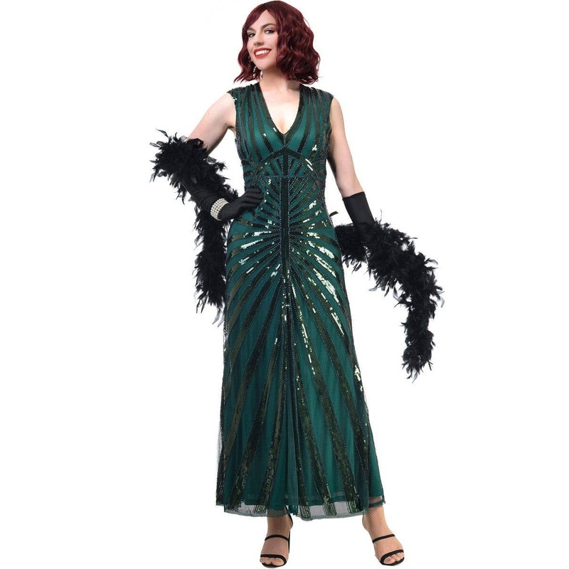 1930s Hollywood Green Plus Size Womens Costume Dress XLarge