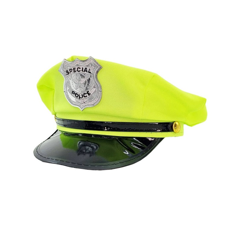 Neon Yellow Police Officer Costume Hat