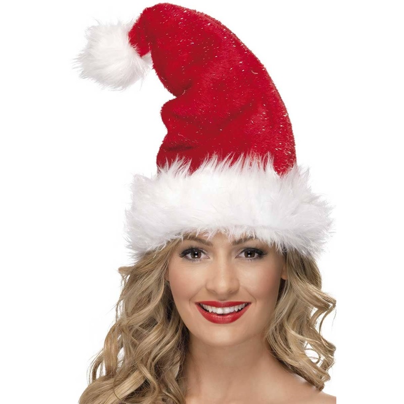 Plush Deluxe Red and White Sexy Santa Hat