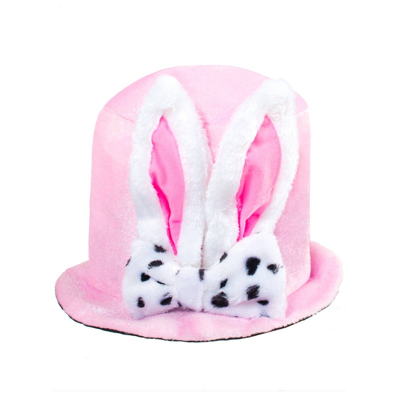 Plush Pink Top Hat with Bunny Ears