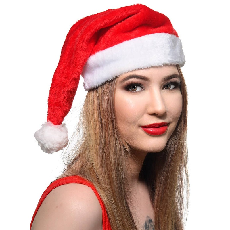 Plush Red and White Santa Christmas Hat