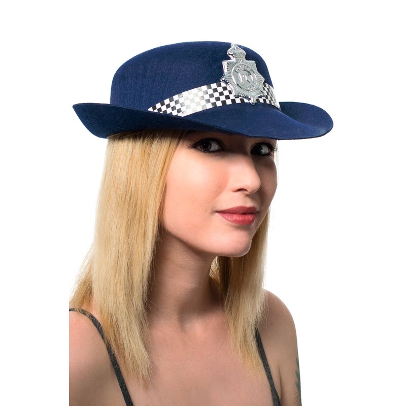 Police Bowler Womens Blue Costume Hat