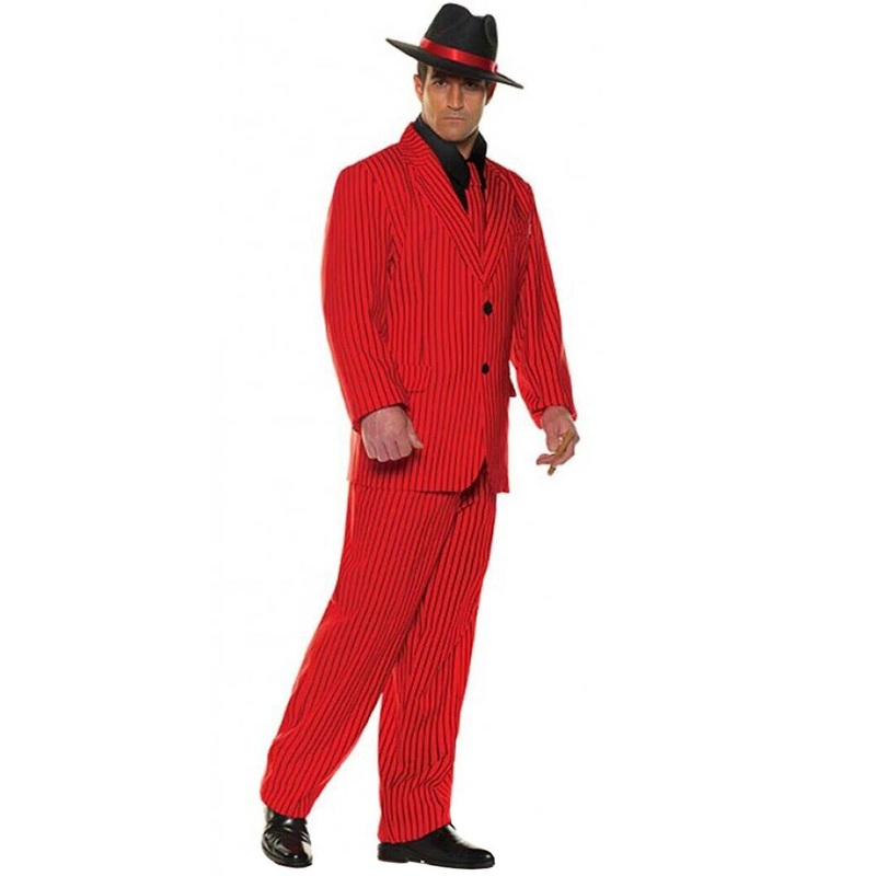 1920s Red Pinstripe Gangster Plus Size Costume Suit XXLarge