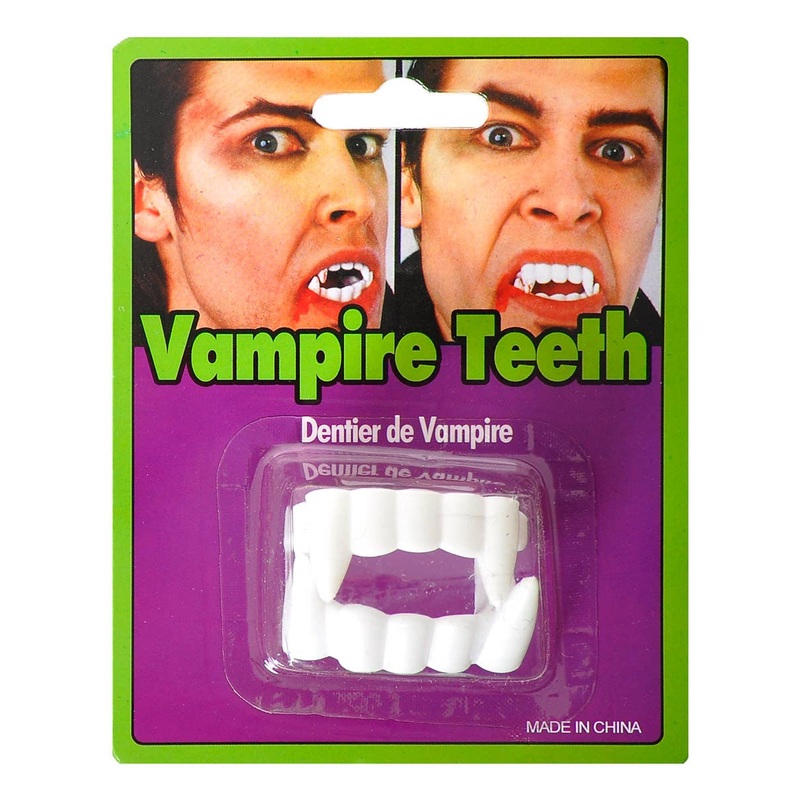 Fake White Plastic Top and Bottom Vampire Teeth