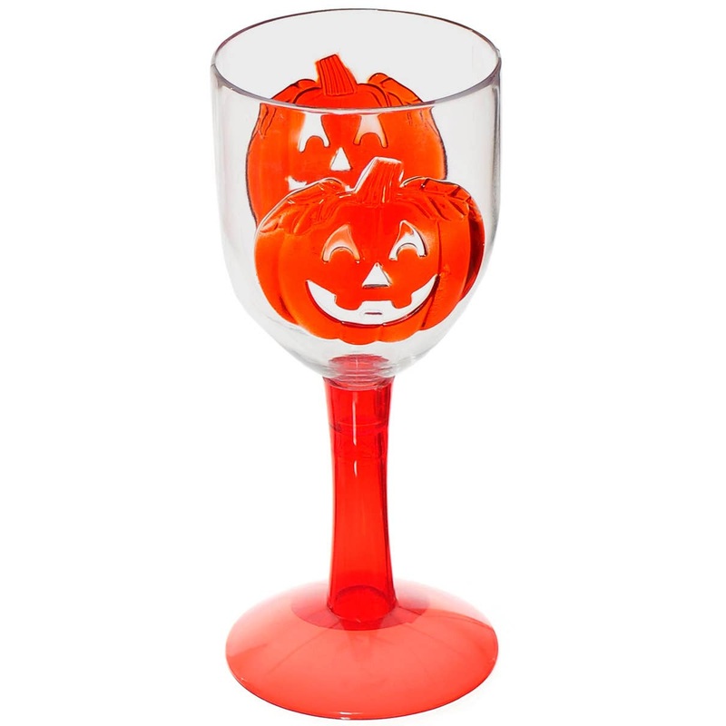 Pumpkin Face Plastic Halloween Wine Goblet