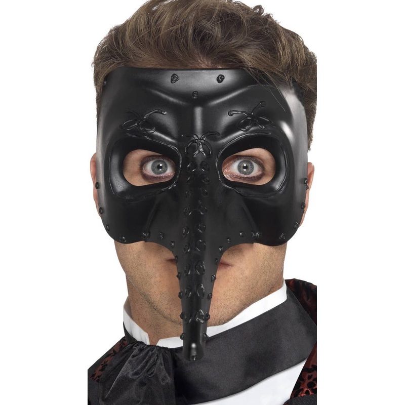 Long Black Nose Plague Doctor Masquerade Mask