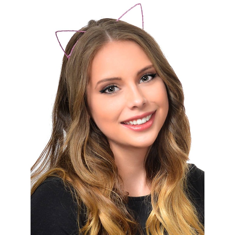 Wire Cat Ears Wrapped in Pink Ribbon Costume Headband