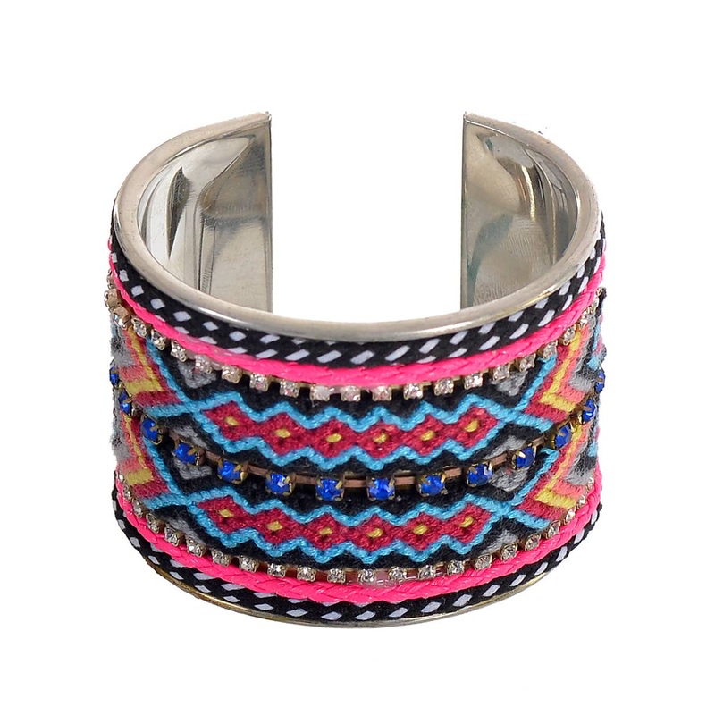 Aztec Style 1970s Boho Wrist Cuff Costume Bracelet