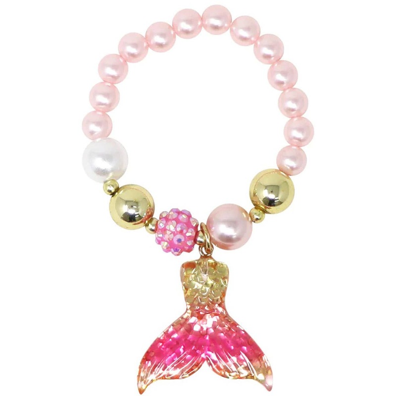 Beaded Pink and Gold Mermaid Girls Costume Bracelet