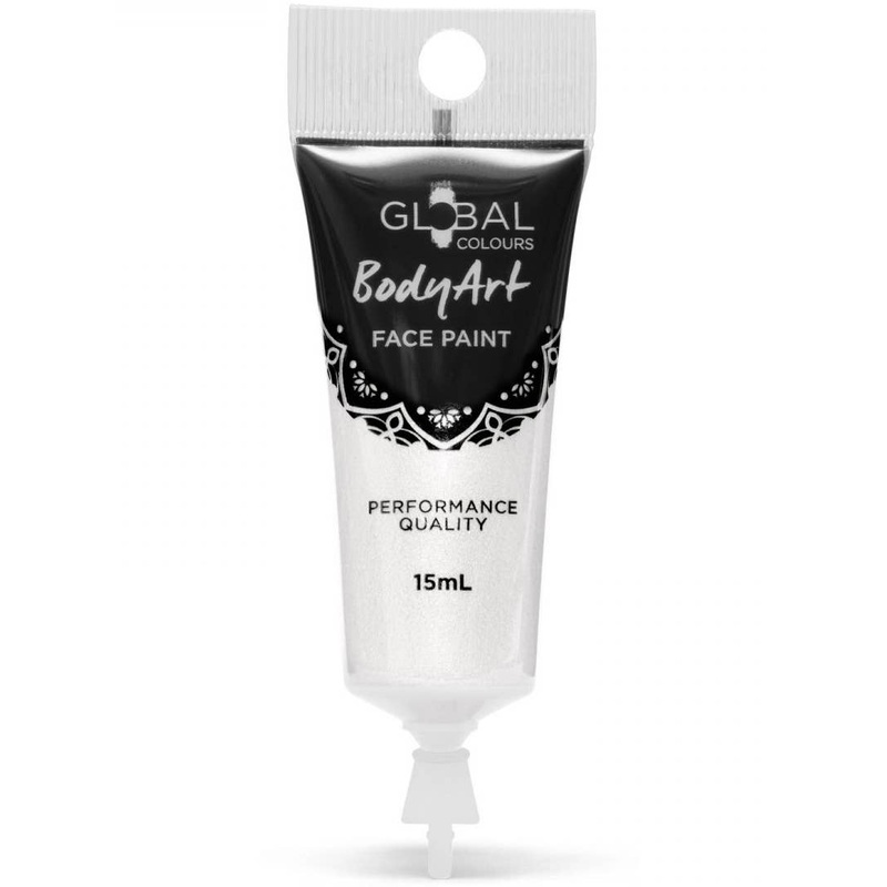 Global Bodyart Pearl Shimmer White 15ml Tube Liquid Makeup