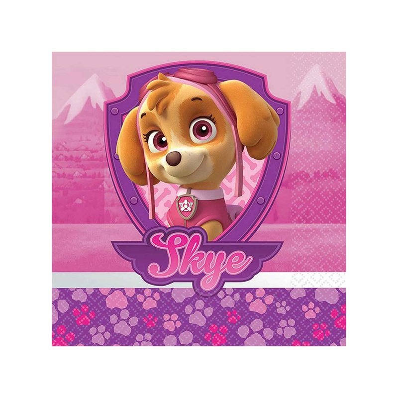 Paw Patrol Pink 16 Pack Beverage Napkins