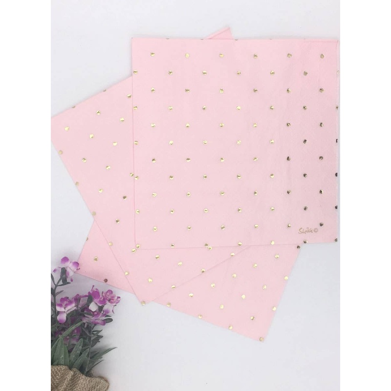 Pink and Gold Polka Dot 20 Pack Napkins