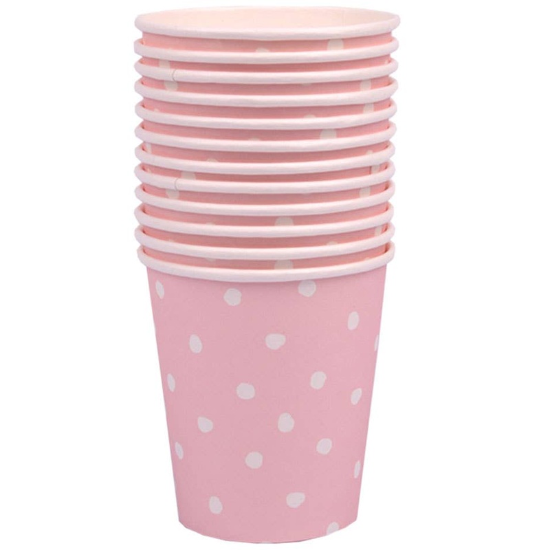 Pink and White Polka Dot 12 Pack Paper Cups
