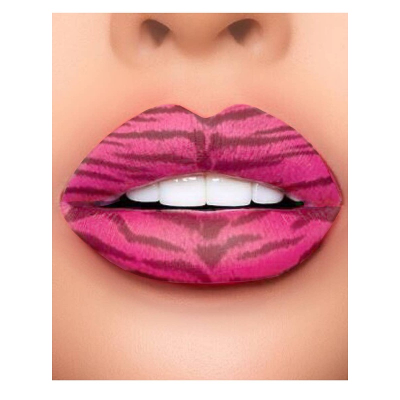 Tigress Pink and Black Temporary Lip Tattoo Costume Makeup