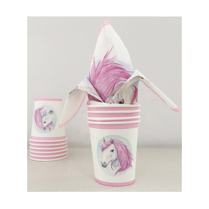 Unicorn Pink and White Pack of 12 Paper Party Cups