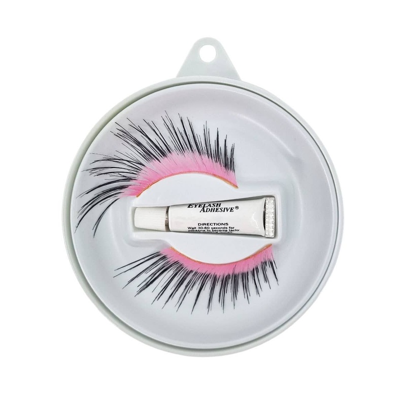 Winged Pink False Eyelashes with Black Tips
