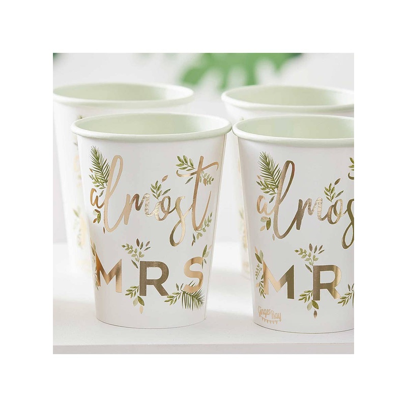 Botanical Bride 8 Pack Almost Mrs Paper Cups