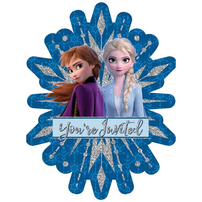 Frozen 2 Pack of 8 Glitter Jumbo Party Invitations