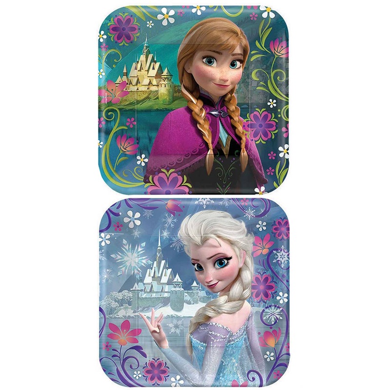 Frozen Pack of 8 Small 17cm Square Paper Plates