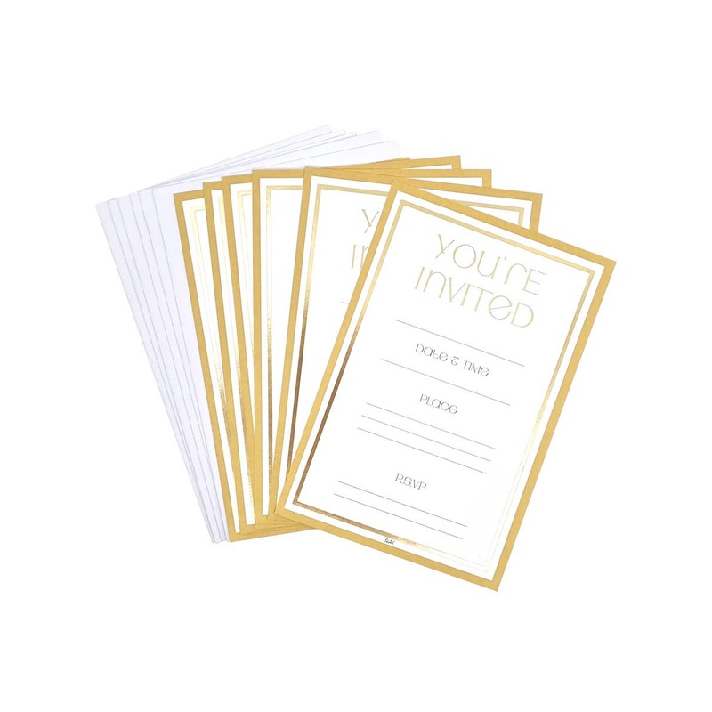 Gold and White 6 Pack Party Invitations