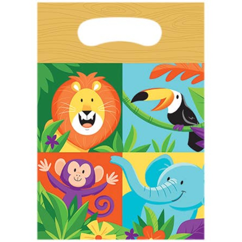 Jungle Safari 8 Pack Plastic Loot Bags