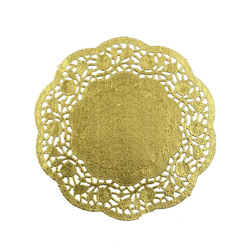 Metallic Gold Rose Pattern 16cm Pack of 20 Paper Doilies