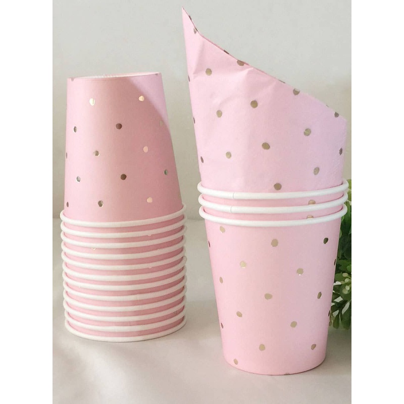 Pink and Gold Polka Dot 20 Pack Paper Cups