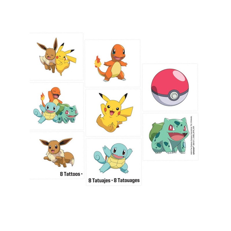 Pokemon 8 Pack Tattoos Party Favour