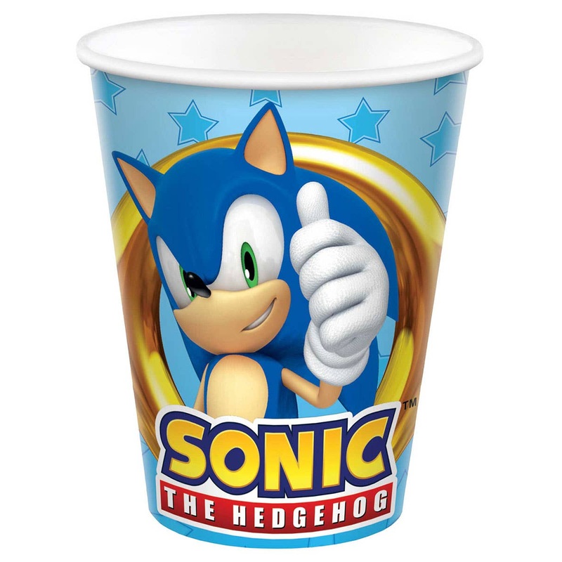 Sonic The Hedgehog 8 Pack Paper Party Cups