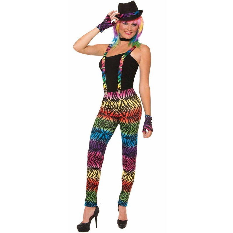 Zebra Striped Womens Rainbow Party Animal Leggings