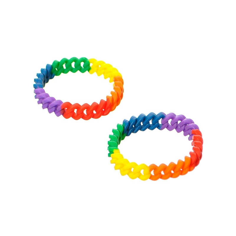 2 Pack Rainbow Rubber Chain Costume Bracelets