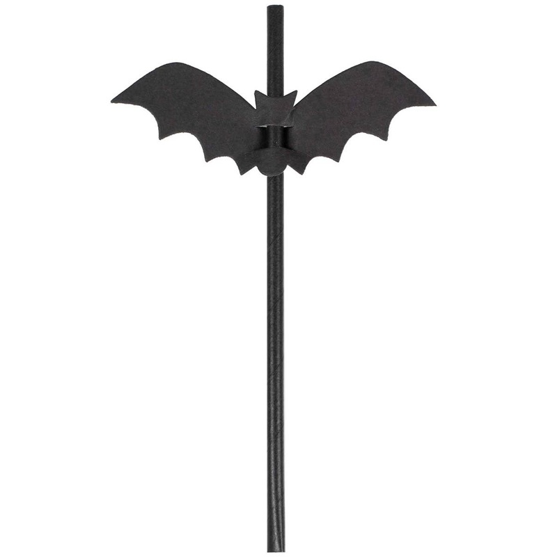 A Party Is Brewing Black Bat 16 Pack Halloween Paper Straws