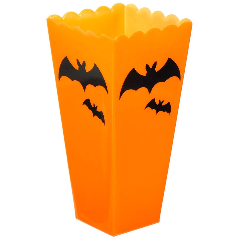 Bat Design 19cm Orange Plastic Halloween Treat Box