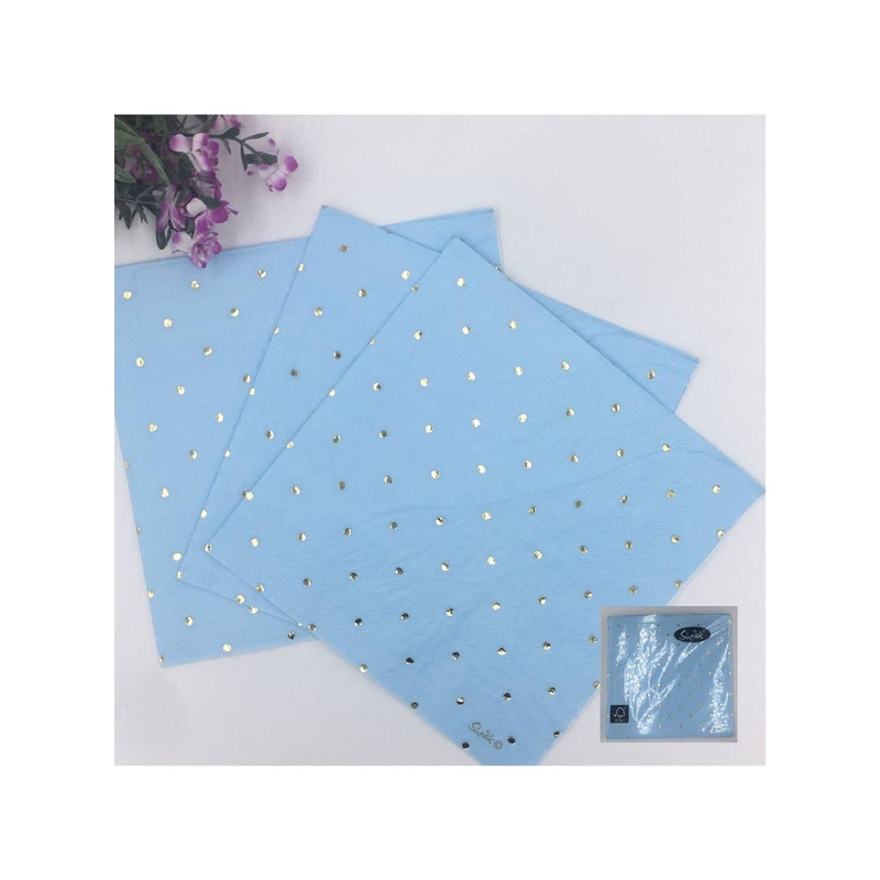 Blue and Gold Polka Dot 20 Pack Napkins