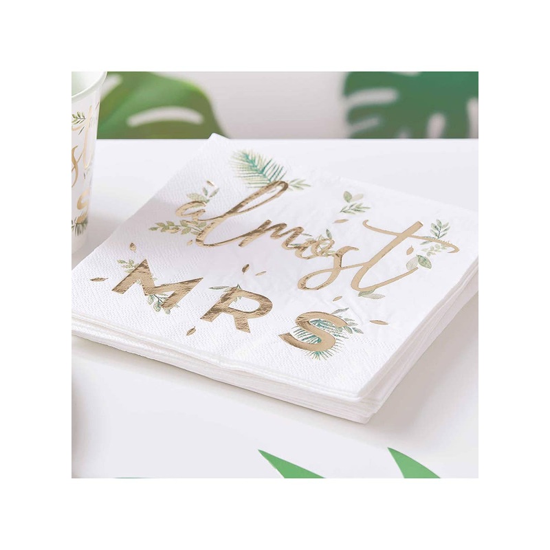 Botanical Bride 16 Pack Almost Mrs Paper Napkins