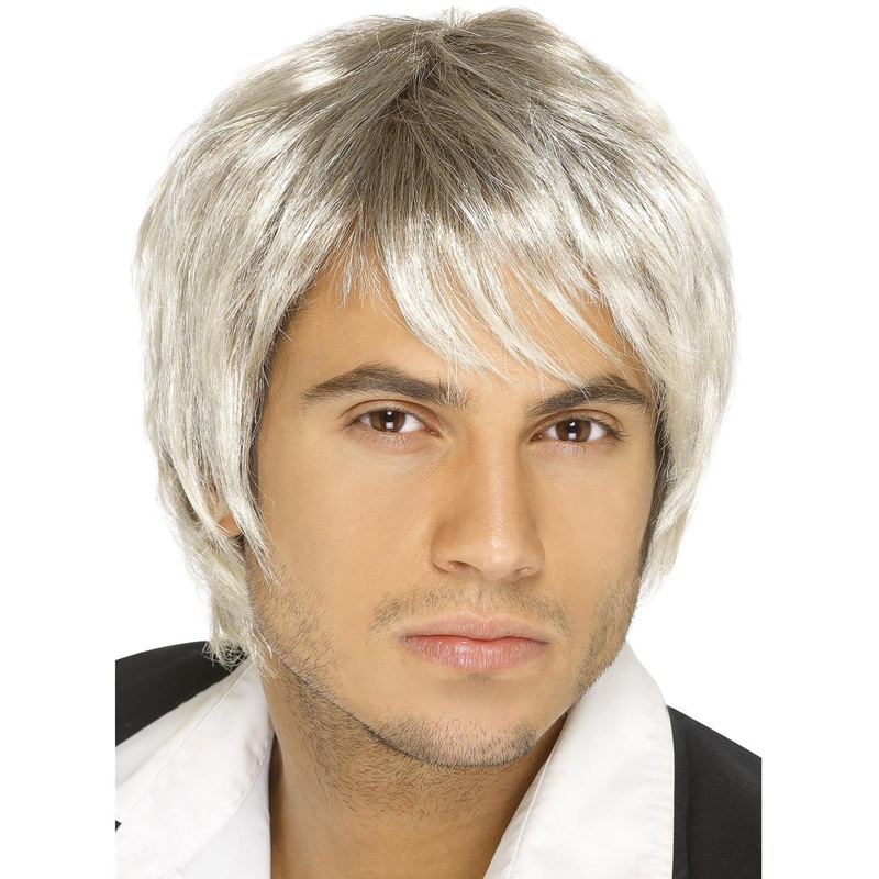 Boy Band Mens Brown and Blonde Costume Wig